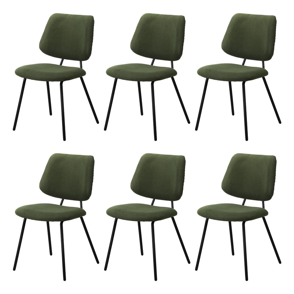 6x Dining Chair Vintage Retro Polyester Padded Green