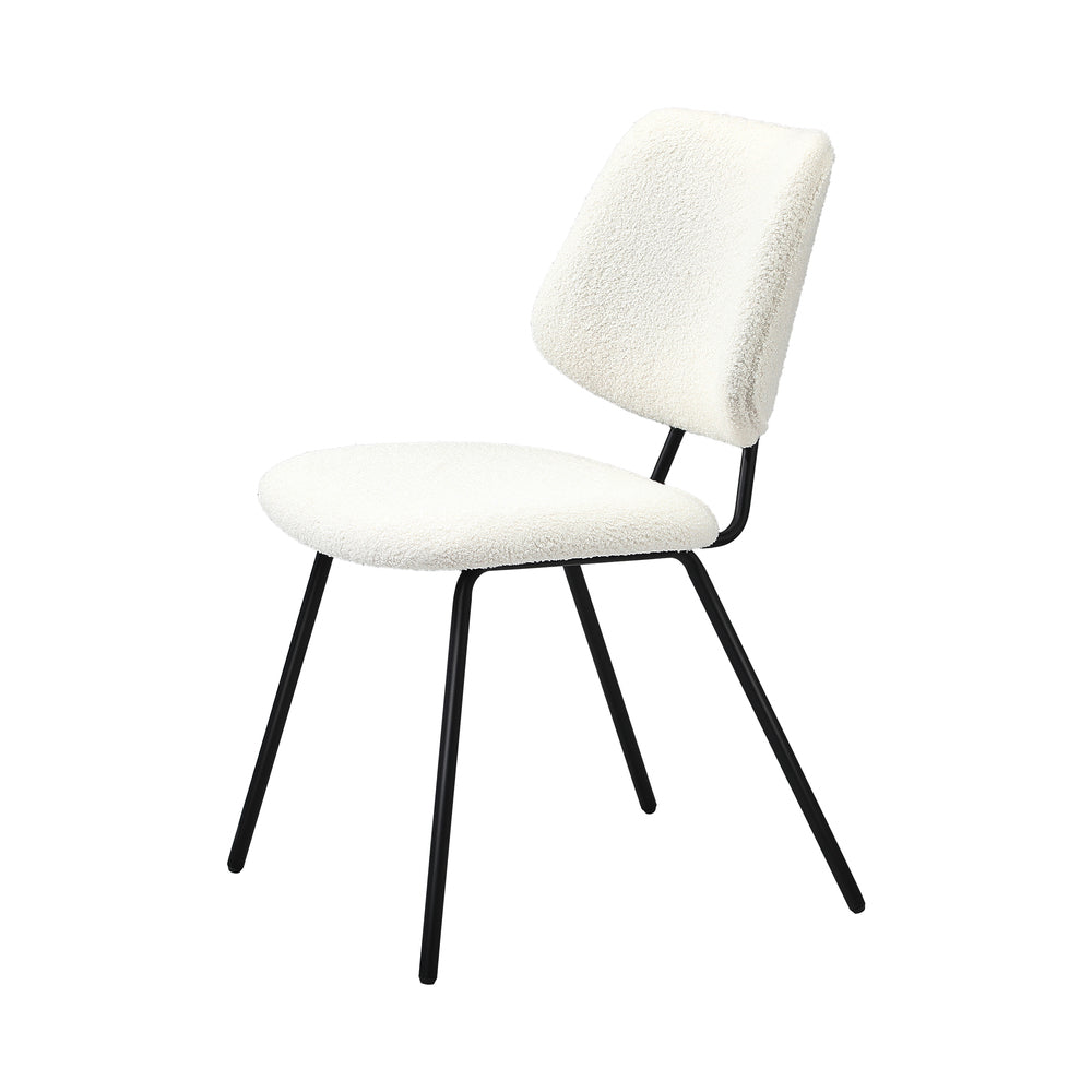 Oikiture 2x Dining Chair Vintage Retro Sherpa White