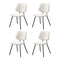 Oikiture 4x Dining Chair Vintage Retro Sherpa Padded White