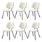 Oikiture 6x Dining Chair Vintage Retro Sherpa Padded White
