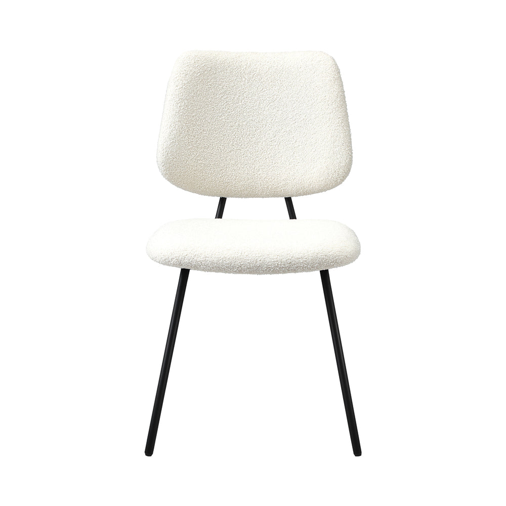 Oikiture 6x Dining Chair Vintage Retro Sherpa Padded White