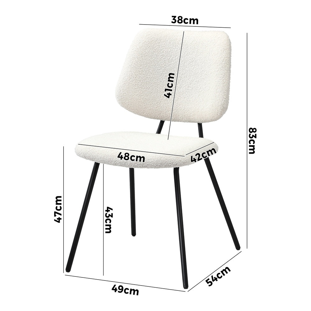 Oikiture 8x Dining Chair Vintage Retro Sherpa Padded White