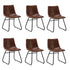 6x Dining Chairs Retro Padded Seat PU Brown