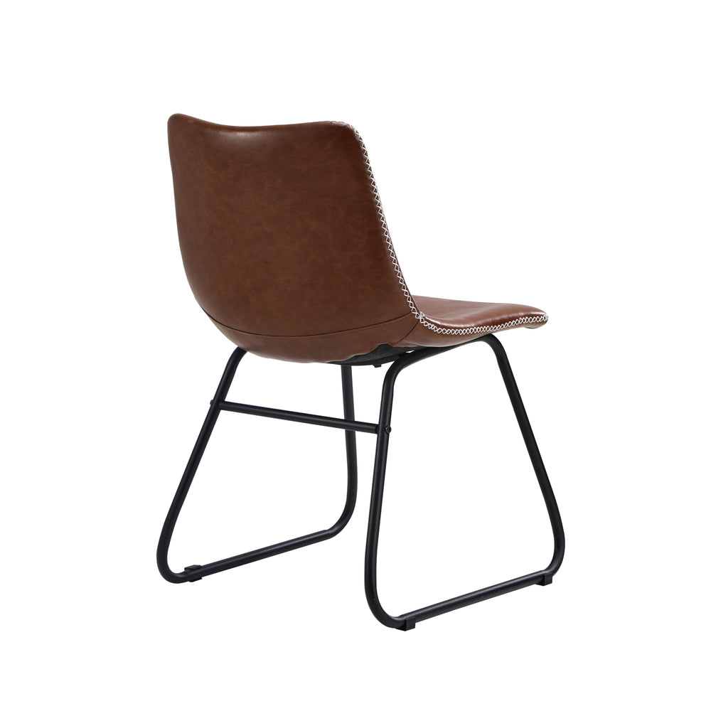 6x Dining Chairs Retro Padded Seat PU Brown