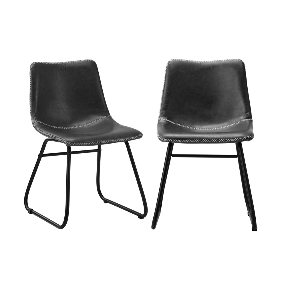 6x Dining Chairs Retro Padded Seat PU Grey