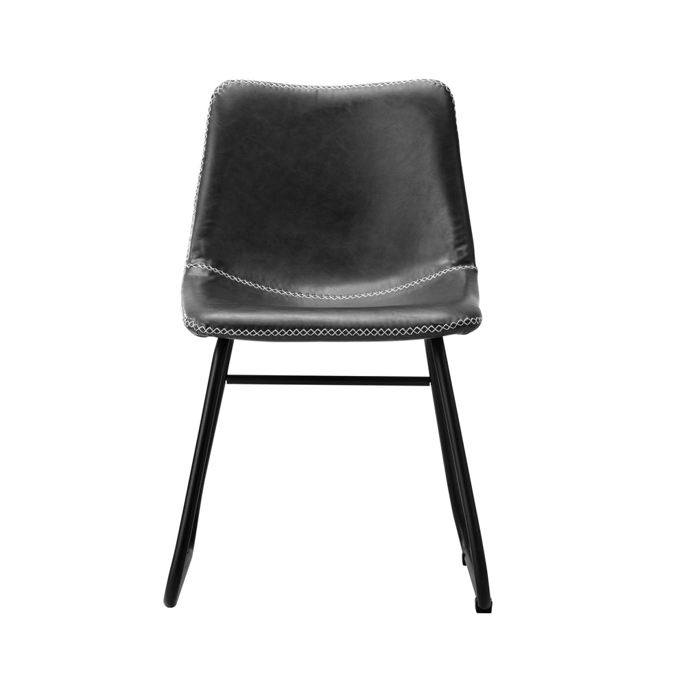 6x Dining Chairs Retro Padded Seat PU Grey
