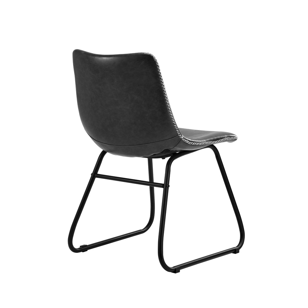 6x Dining Chairs Retro Padded Seat PU Grey