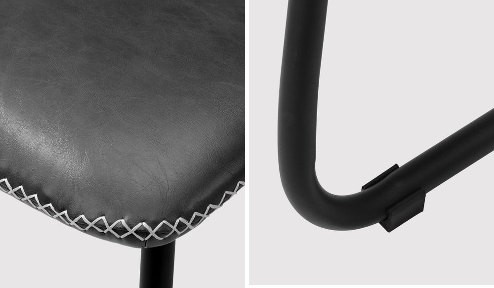 6x Dining Chairs Retro Padded Seat PU Grey