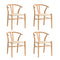 Oikiture Set of 4 Wooden Dining Chair Wishbone Shaped Chair