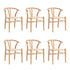 Oikiture Set of 6 Wooden Dining Chair Wishbone Shaped Chair