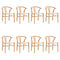 Oikiture Set of 8 Wooden Dining Chair Wishbone Shaped Chair