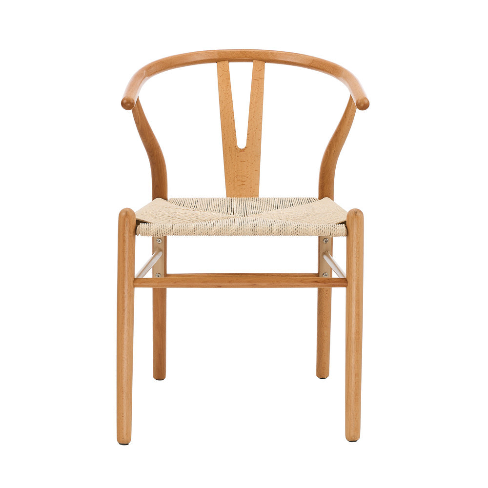 Oikiture Set of 8 Wooden Dining Chair Wishbone Shaped Chair