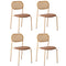 4PCS Dining Chair Rattan Furniture PU Leather Brown
