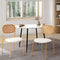 2x Rattan Dining Chairs Sherpa White Upholstered Modern Accent Kitchen Chairs