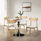4PCS PU Leather Dining Chairs Solid Wood Beige