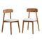 Oikiture 2x Dining Chairs PU Leather Lounge Beige & Walunt