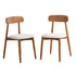 Oikiture 2x Dining Chairs PU Leather Lounge Beige & Walunt