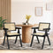 2x Rattan Dining Chairs Black Wooden Frame Kitchen Chairs