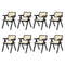 Oikiture 8x Dining Chairs Rattan Chair Wooden Balck