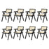 Oikiture 8x Dining Chairs Rattan Chair Wooden Balck