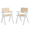2x Dining Chairs PE Rattan Chair Bamboo Frame White