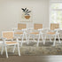 4x Dining Chairs PE Rattan Chair Bamboo Frame White