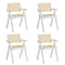 4x Dining Chairs PE Rattan Chair Bamboo Frame White