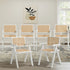 6x Dining Chairs PE Rattan Chair Bamboo Frame White