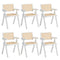 6x Dining Chairs PE Rattan Chair Bamboo Frame White