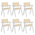 6x Dining Chairs PE Rattan Chair Bamboo Frame White