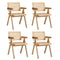 4x Wooden Dining Chairs Rattan Natural