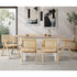 6x Wooden Dining Chairs Rattan Natural