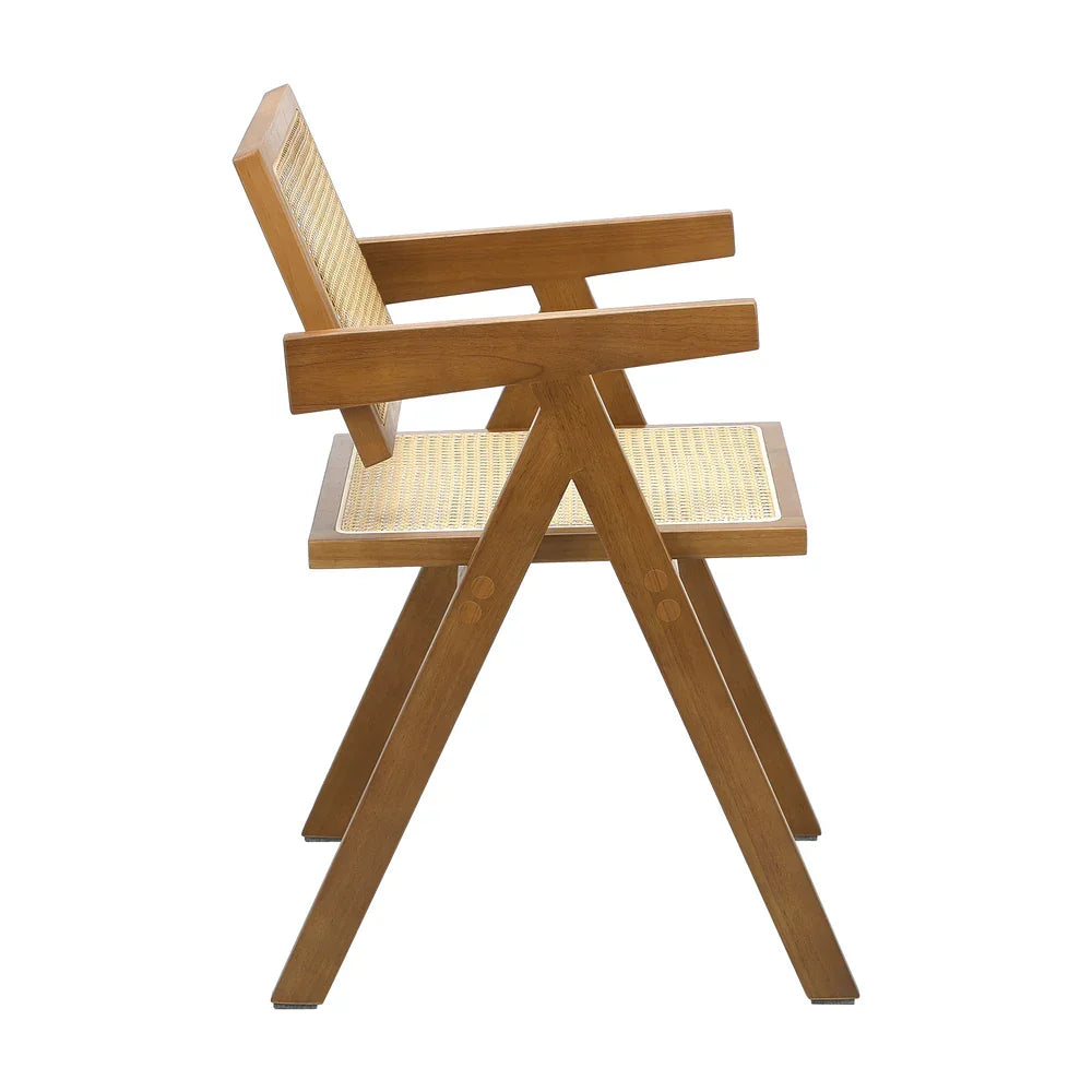 4x Dining Chairs Rattan Chair Wooden Walnut