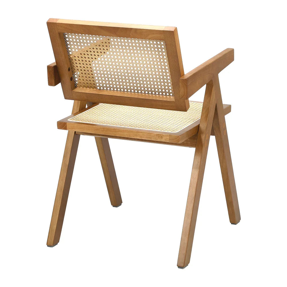 6x Dining Chairs Rattan Chair Wooden Walnut