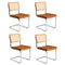 4x Rattan Dining Chair Cesca Replica PU Leather Brown