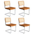 4x Rattan Dining Chair Cesca Replica PU Leather Brown