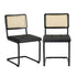Oikiture 6x Rattan Dining Chair Cesca Replica Cantilever PU Leather