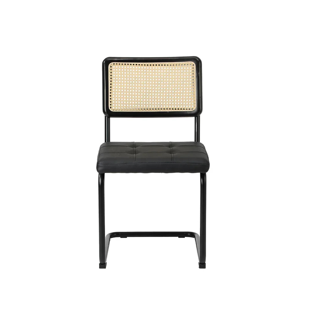 6x Rattan Dining Chair Cesca Replica Cantilever PU Leather