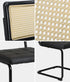 Oikiture 6x Rattan Dining Chair Cesca Replica Cantilever PU Leather