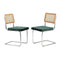 2x Rattan Dining Chair Cesca Replica Cantilever Velvet