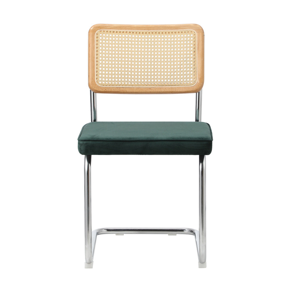 6x Rattan Dining Chair Cesca Replica Cantilever Velvet