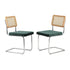 6x Rattan Dining Chair Cesca Replica Cantilever Velvet