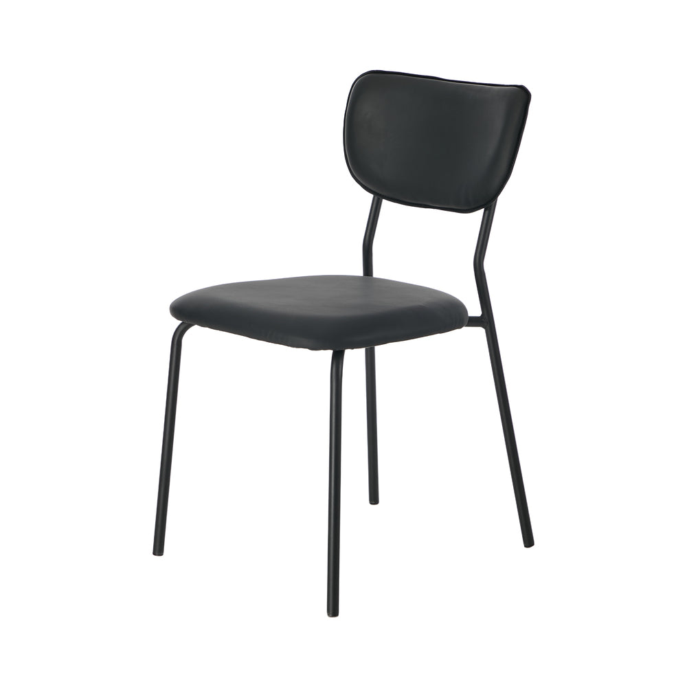 Set of 4 Dining Chairs PU Leather Padded Seat Black