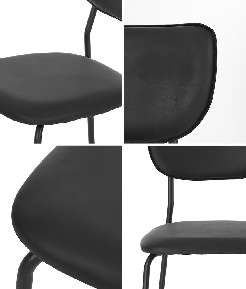 Set of 4 Dining Chairs PU Leather Padded Seat Black