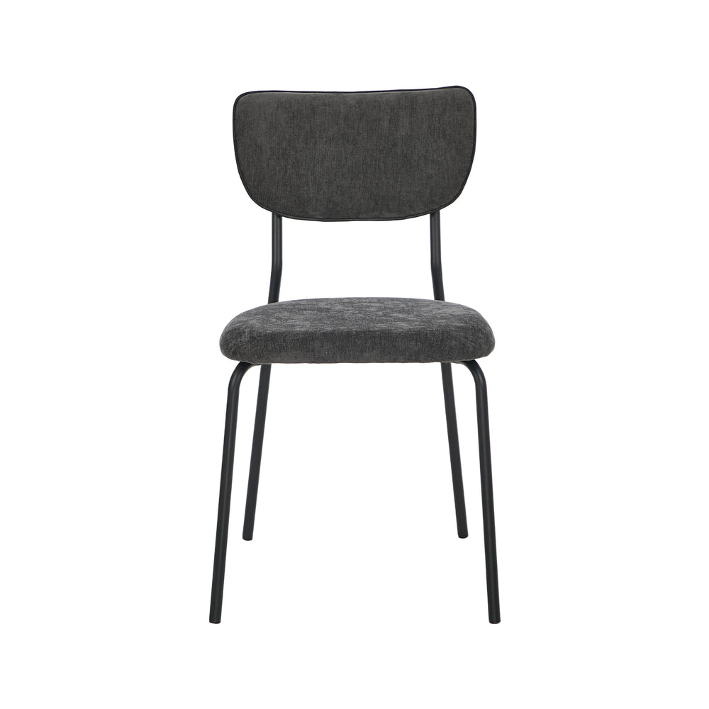 Set of 4 Dining Chairs Linen Fabric Padded Seat Grey