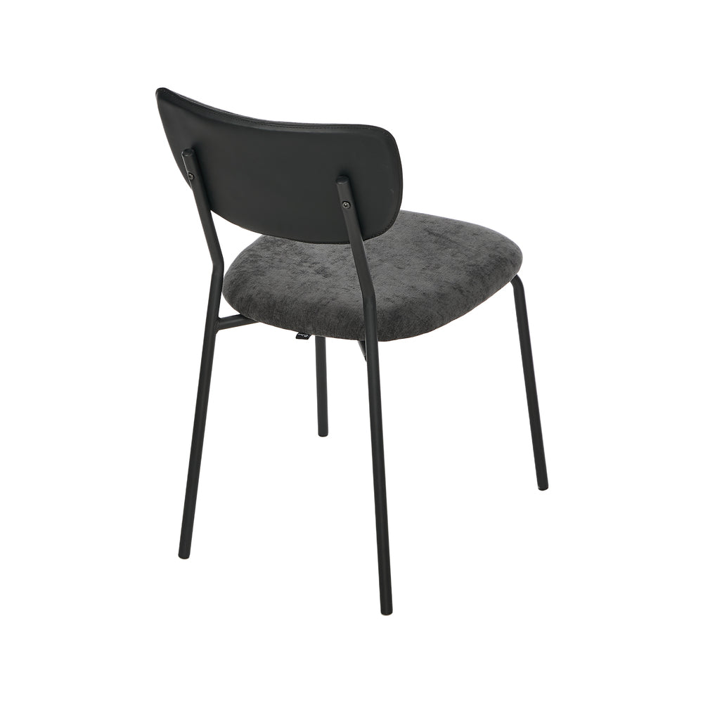 Set of 4 Dining Chairs Linen Fabric Padded Seat Grey