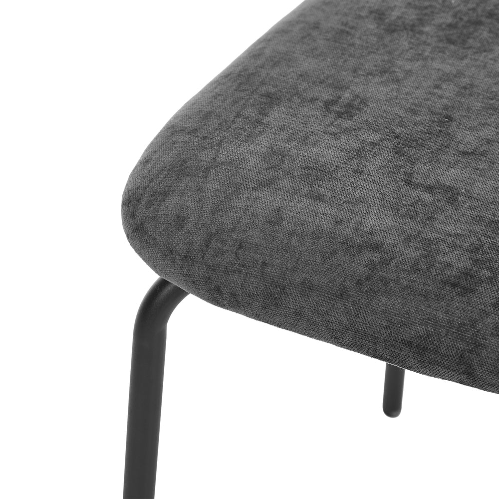 Set of 4 Dining Chairs Linen Fabric Padded Seat Grey