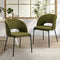 Oikiture 2x Sherpa Dining Chairs Green Black Armchair Metal Legs Seating