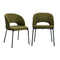Oikiture 2x Armchair Dining Chair Sherpa Green&Black