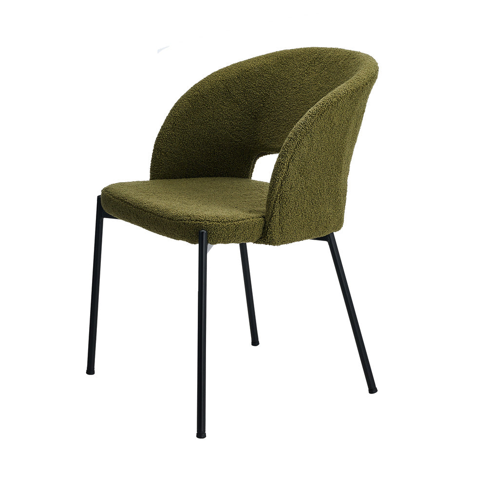 Oikiture 4x Armchair Dining Chair Sherpa Green&Black